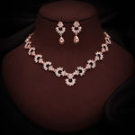 Thumbnail for Tehzeeb Creations Gold-Polished White Diamond Necklace With Earrings - Distacart