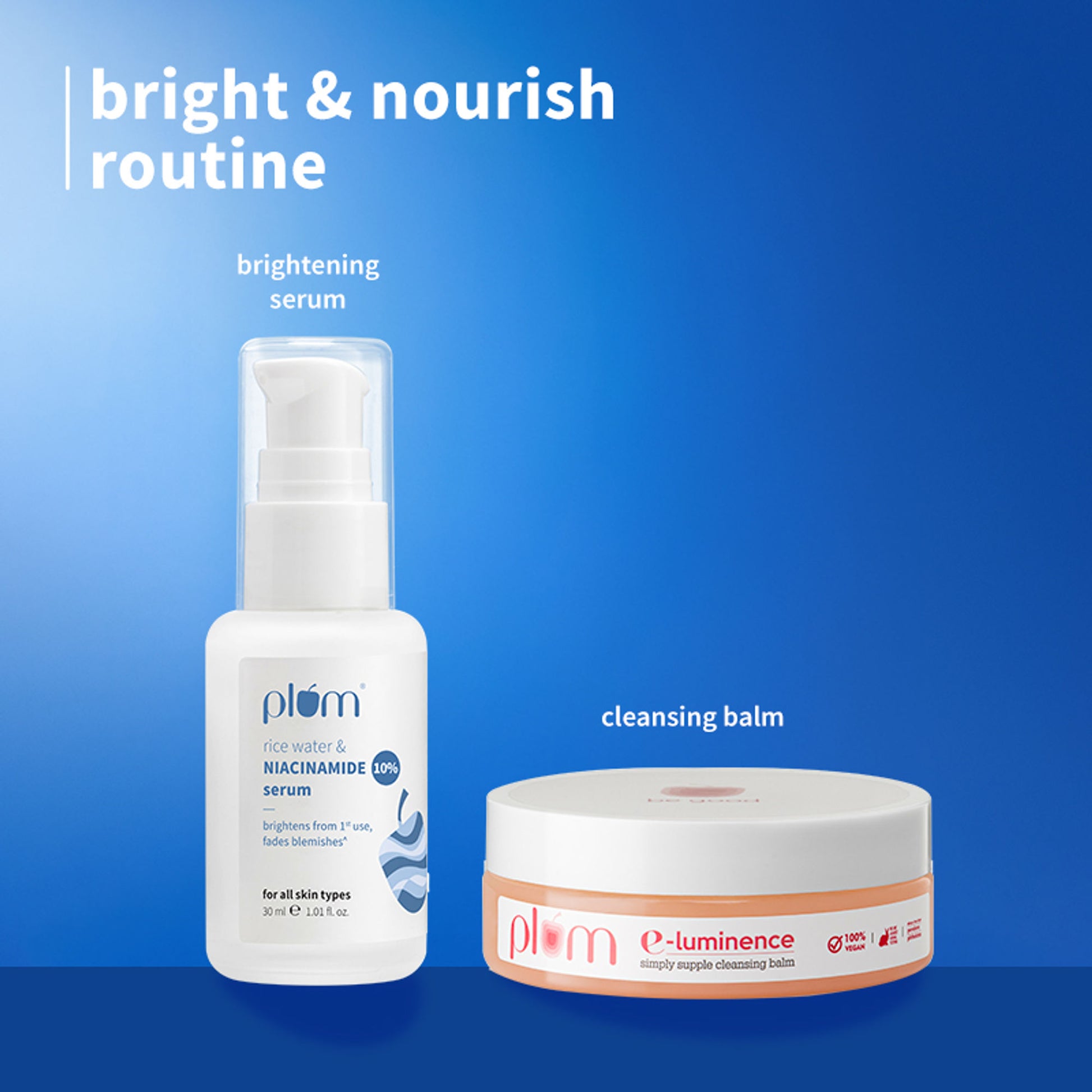 Plum E-Luminence Cleansing Balm and 10% Niacinamide Brightening Face Serum with Rice Water - Distacart