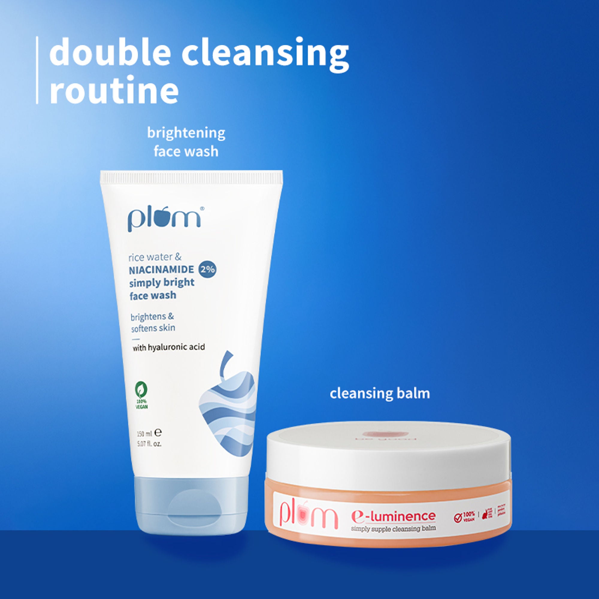 Plum E-Luminence Cleansing Balm and 2% Niacinamide and Rice Water Face Wash - Distacart