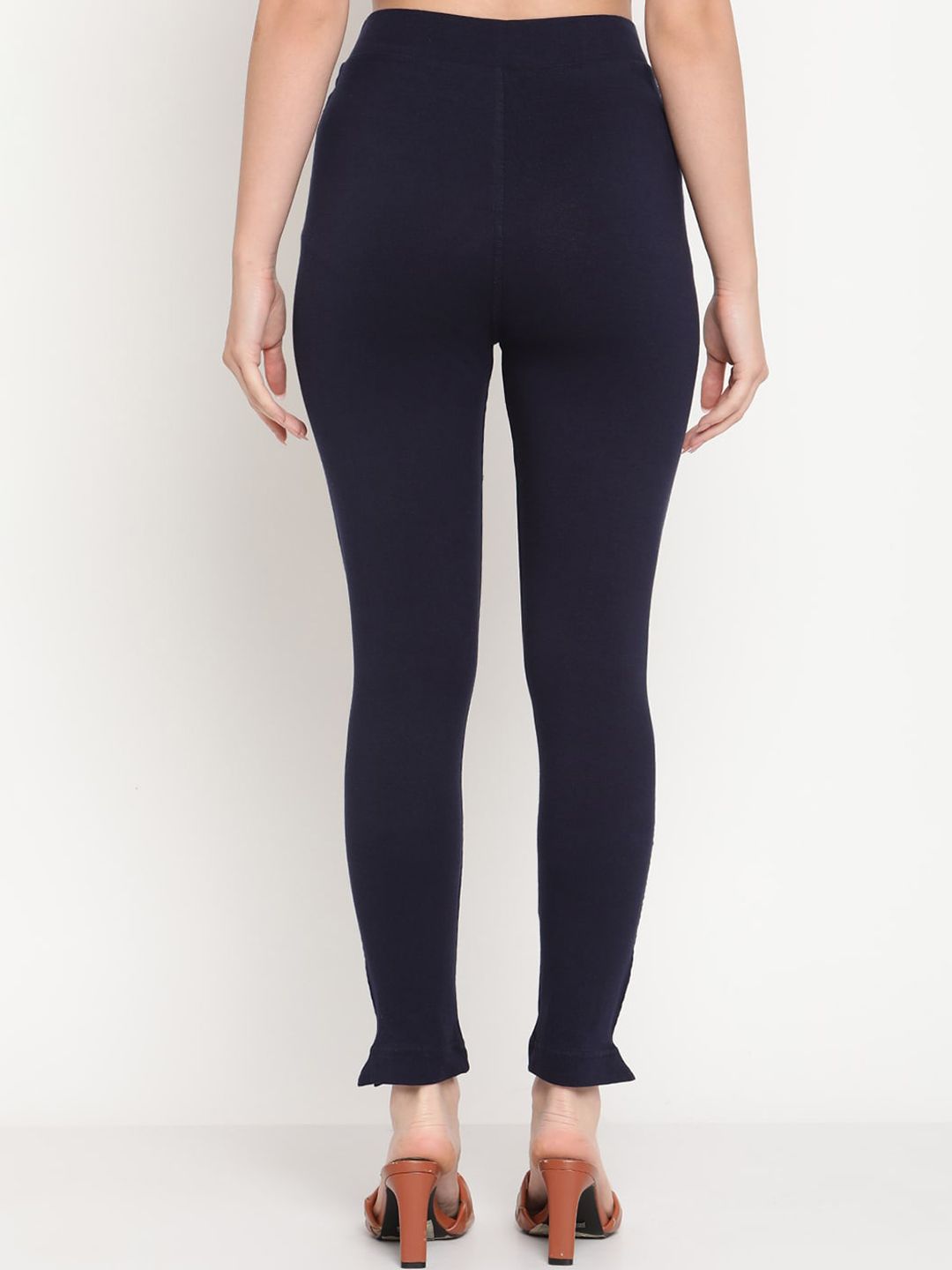 TAG 7 Pack of 2 Navy Blue & Cream-Coloured Ankle-Length Leggings - Distacart