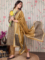 Thumbnail for Ode by House of Pataudi Floral Printed Regular Pure Cotton Kurta with Trousers & Dupatta - Distacart