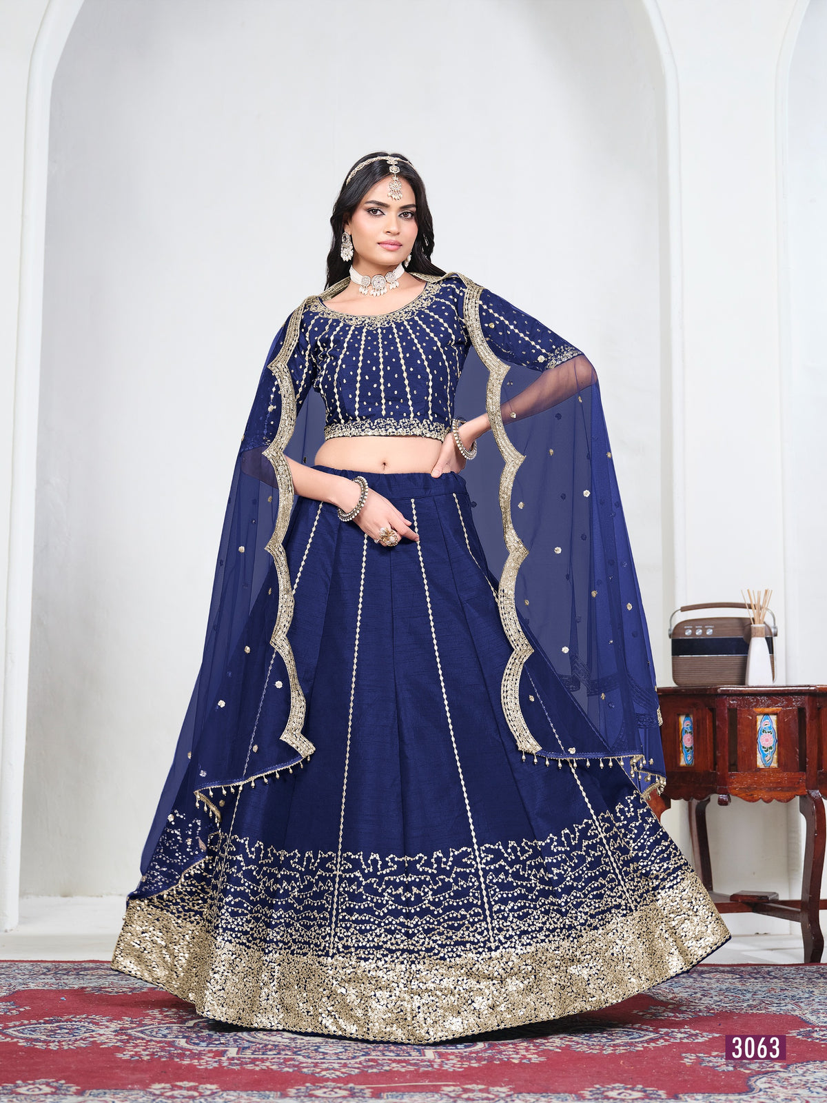 Anaita Violet Art Silk Semi Stitched Semi Stitched Lehenga Choli With Embroidery Work