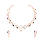 Thumbnail for Tehzeeb Creations Brass Rose Gold-Polished Green Colour Necklace With Earrings - Distacart