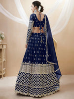 Thumbnail for Tulsi Art Appealing Navy Blue Sequin Georgette Reception Wear Lehenga Choli