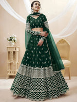 Thumbnail for Tulsi Art Capricious Dark Green Sequins Work Georgette Lehenga Choli