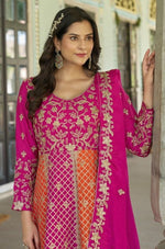 Thumbnail for Anaita Magenta Silk Anarkali Suit With Embroidery & Sequins Work - Distacart