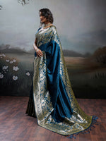 Thumbnail for Shree Shyam Fashion Navy Blue Silk Blend Saree - Distacart