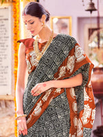 Thumbnail for NOZ2TOZ Women's Bhagalpuri Silk Black Printed Designer Saree With Blouse Piece - Distacart
