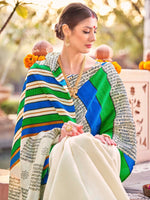 Thumbnail for NOZ2TOZ Women's Bhagalpuri Silk Cream Printed Designer Saree With Blouse Piece - Distacart