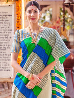 Thumbnail for NOZ2TOZ Women's Bhagalpuri Silk Cream Printed Designer Saree With Blouse Piece - Distacart