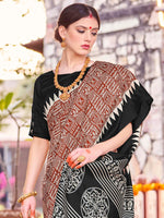 Thumbnail for NOZ2TOZ Women's Bhagalpuri Silk Brown Printed Designer Saree With Blouse Piece - Distacart