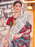 Thumbnail for NOZ2TOZ Women's Bhagalpuri Silk Off White Printed Designer Saree With Blouse Piece - Distacart