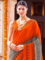 Thumbnail for NOZ2TOZ Women's Bhagalpuri Silk Orange Printed Designer Saree With Blouse Piece - Distacart