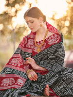Thumbnail for NOZ2TOZ Women's Bhagalpuri Silk Black Printed Designer Saree With Blouse Piece - Distacart
