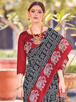 Thumbnail for NOZ2TOZ Women's Bhagalpuri Silk Black Printed Designer Saree With Blouse Piece - Distacart