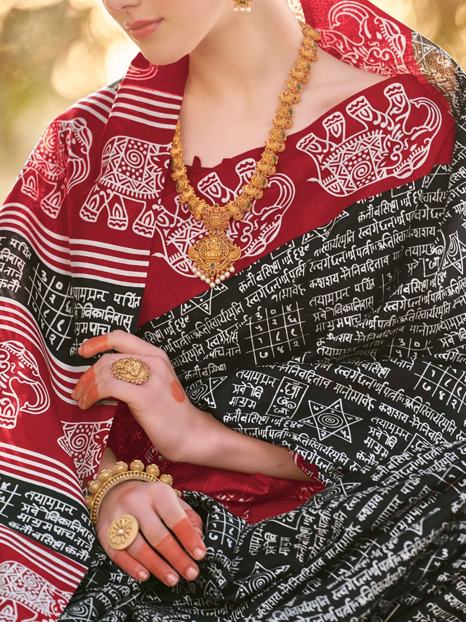 NOZ2TOZ Women's Bhagalpuri Silk Black Printed Designer Saree With Blouse Piece - Distacart