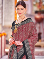 Thumbnail for NOZ2TOZ Women's Bhagalpuri Silk Maroon Printed Designer Saree With Blouse Piece - Distacart