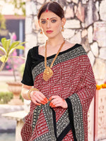 Thumbnail for NOZ2TOZ Women's Bhagalpuri Silk Maroon Printed Designer Saree With Blouse Piece - Distacart