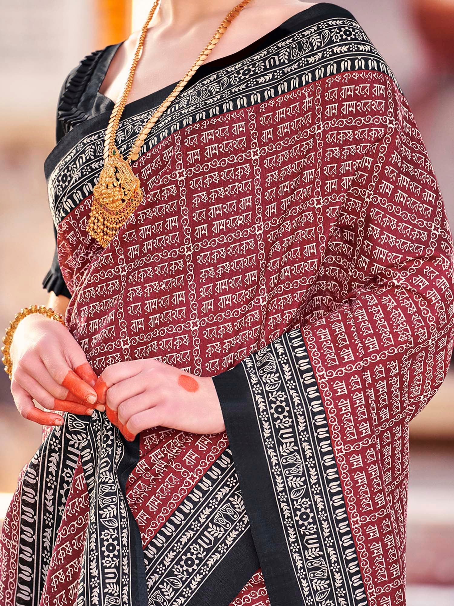 NOZ2TOZ Women's Bhagalpuri Silk Maroon Printed Designer Saree With Blouse Piece - Distacart