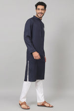 Thumbnail for Classic Cotton Kurta With Single Motif Embroidery by Hilo Design