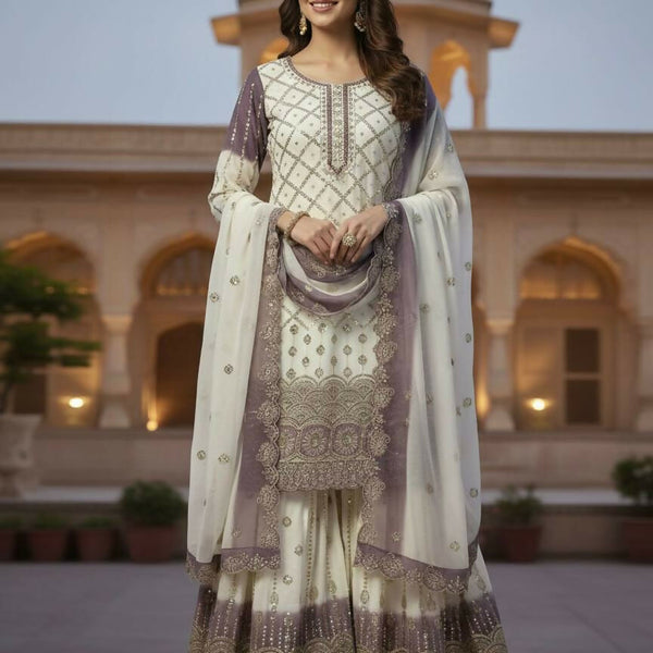 Teeya Creation Multi Color Star Georgette Heavy Embroidery Work Functional Wear Salwar Suit - Distacart