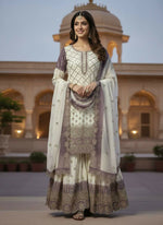 Thumbnail for Teeya Creation Multi Color Star Georgette Heavy Embroidery Work Functional Wear Salwar Suit - Distacart
