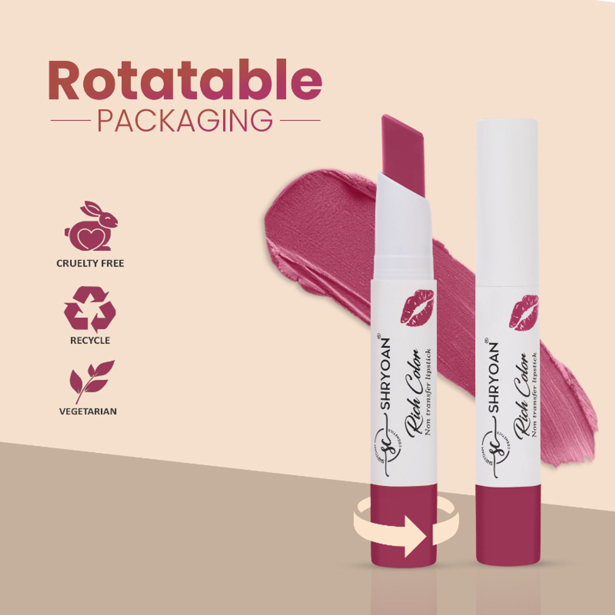 Shryoan Rich Color Non-Transfer Long Stay Creamy Lipstick - Grape Fruit 15 - Fruit Rush - 11 - Distacart