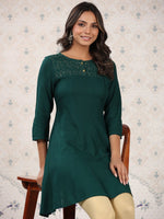 Thumbnail for Ode by House of Pataudi Floral Yoke Design Thread Work Kurta - Distacart