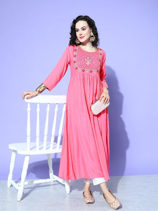 All About You Women Ethnic Motifs Embroidered Anarkali Kurta - Distacart