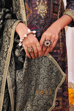 Thumbnail for BulBul Rashmi Abstract Printed Black Kurta Set with Dupatta