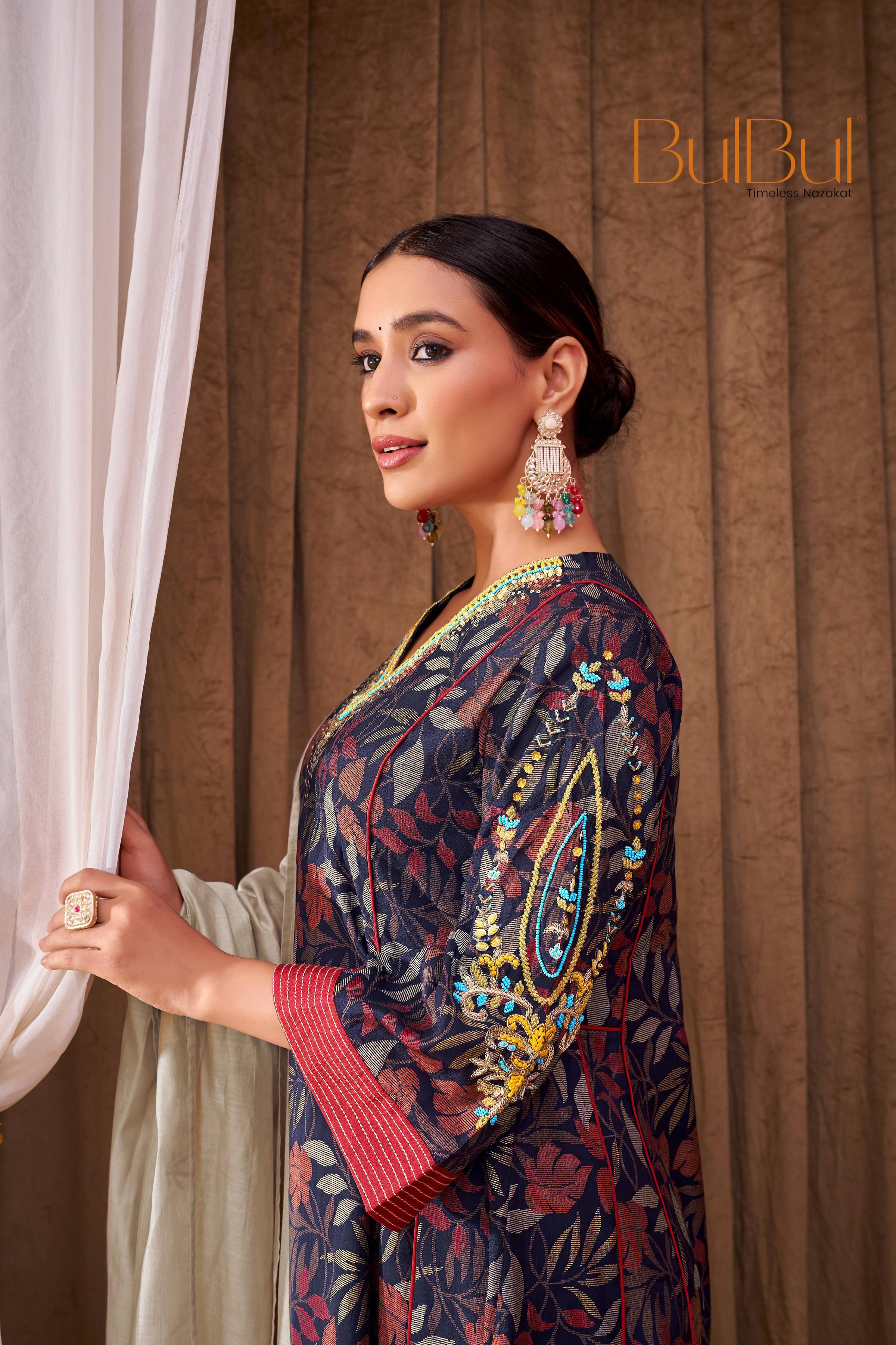 BulBul Rashmi Printed Navy Kurta Set with Dupatta