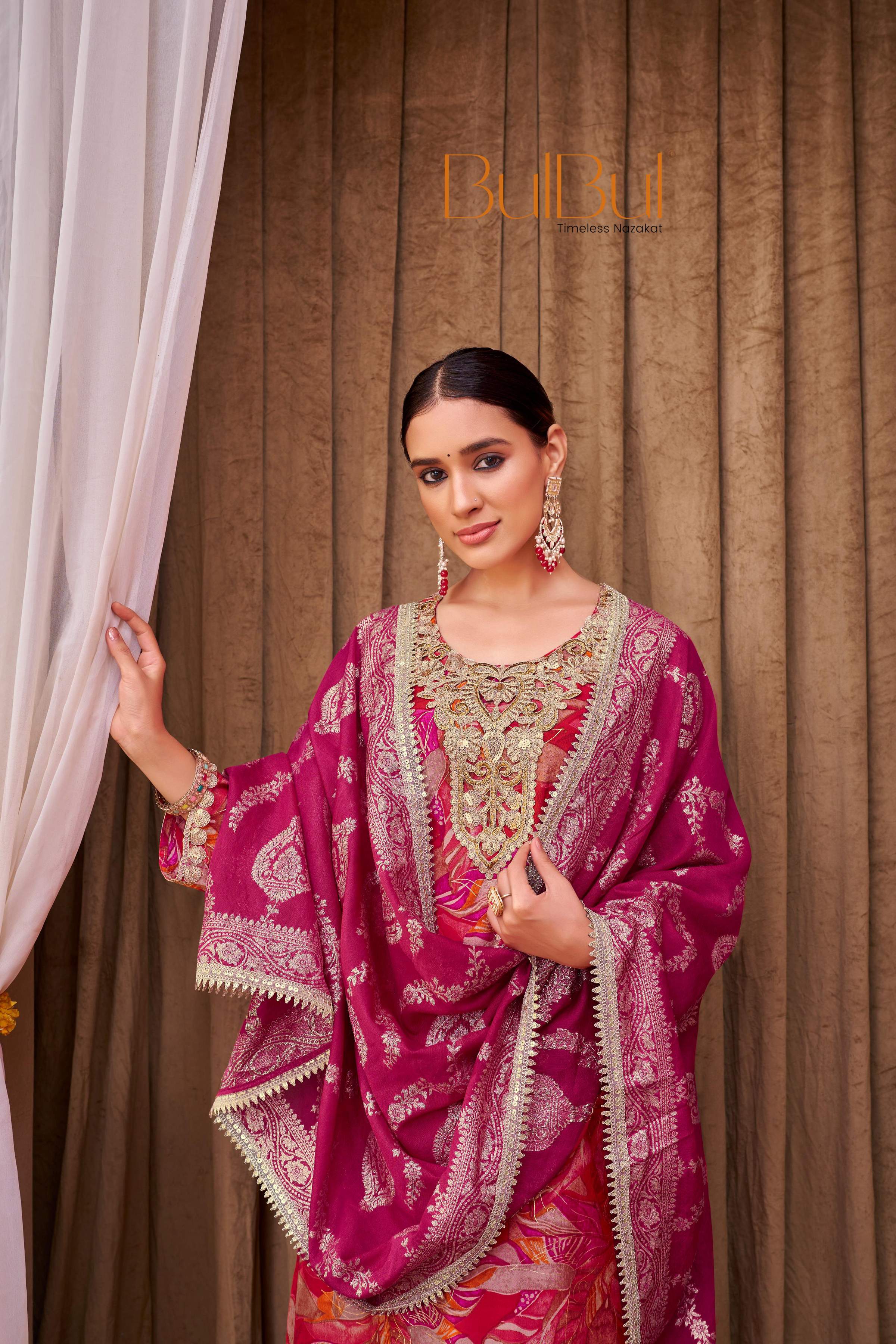 BulBul Rashmi Printed Fuschia Kurta Set with Dupatta