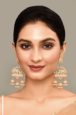 Thumbnail for Elephant Shape Orange Jhumki Drop Earrings for Womens by House of Ree - Distacart