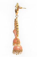Thumbnail for Elephant Shape Orange Jhumki Drop Earrings for Womens by House of Ree - Distacart