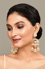 Thumbnail for Elephant Shape Orange Jhumki Drop Earrings for Womens by House of Ree - Distacart