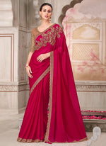 Thumbnail for Vegaa Fashion Red Beige Sequence Embroidered Traditional Wedding Saree Party Wear Saree