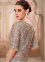 Thumbnail for Vegaa Fashion Grey Embroidered Traditional Wedding Saree