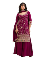 Thumbnail for Anaita Maroon Vichitra Suit With Heavy Embroidery Work - Distacart