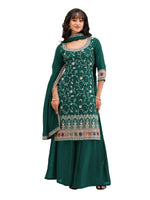 Thumbnail for Anaita Dark Green Vichitra Suit With Heavy Embroidery Work - Distacart