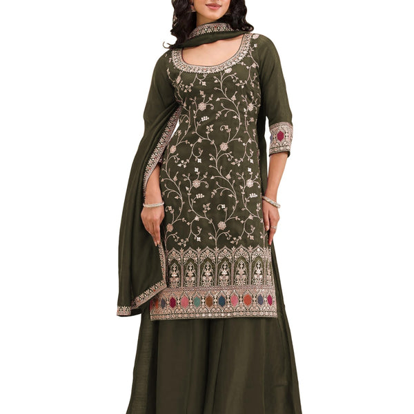 Anaita Mehendi Vichitra Suit With Heavy Embroidery Work - Distacart