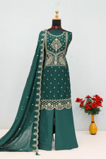 Thumbnail for Anaita D Green Vichitra Silk Suit with Embroidery & Sequence Work - Distacart