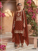 Thumbnail for Anaita Orange Vichitra Silk Suit with Embroidery & Sequence Work - Distacart