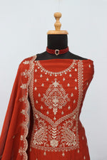 Thumbnail for Anaita Orange Vichitra Silk Suit with Embroidery & Sequence Work - Distacart