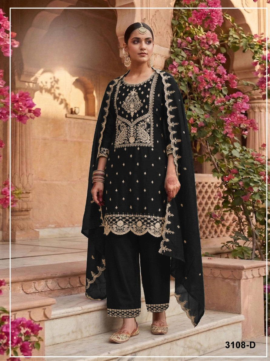 Anaita Black Vichitra Silk Suit with Embroidery & Sequence Work - Distacart