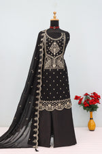 Thumbnail for Anaita Black Vichitra Silk Suit with Embroidery & Sequence Work - Distacart