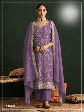 Anaita Purple Vichitra Silk Suit With Embroidery & Sequence Work - Dista