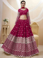 Thumbnail for Tulsi Art Mesmerizing Dark Pink Sequins Work Georgette Bridesmaid Lehenga Choli