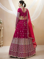 Thumbnail for Tulsi Art Mesmerizing Dark Pink Sequins Work Georgette Bridesmaid Lehenga Choli