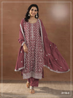 Thumbnail for Anaita Maroon Silk Suit with Embroidery & Sequence Work - Dista