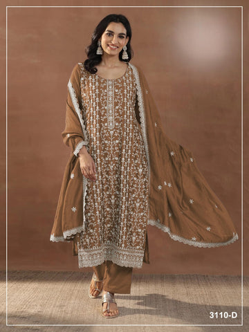 Anaita D Mustard Silk Suit with Embroidery & Sequence Work - Dista